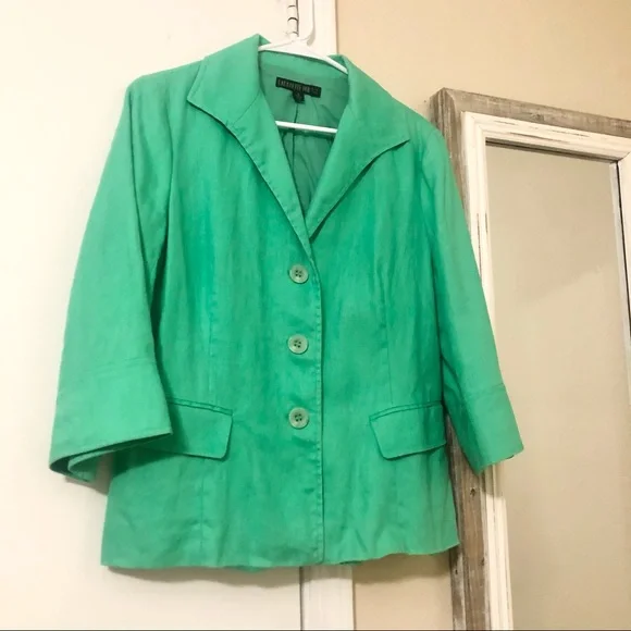 Lafayette 148 Green 100% Linen Blazer size 8 - Picture 8 of 12